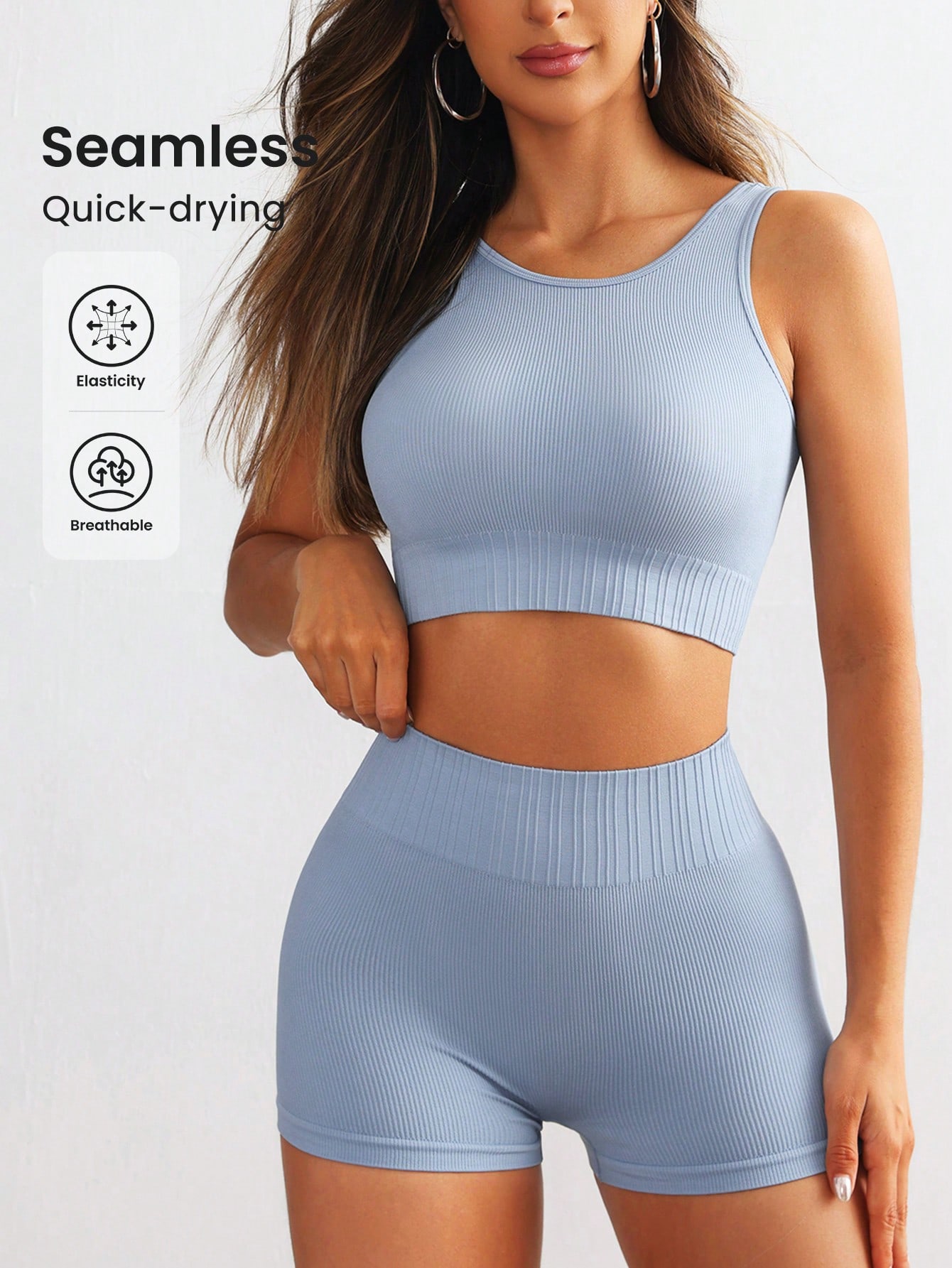 Tank Top Ribbed - Ensemble de yoga côtelé sans couture