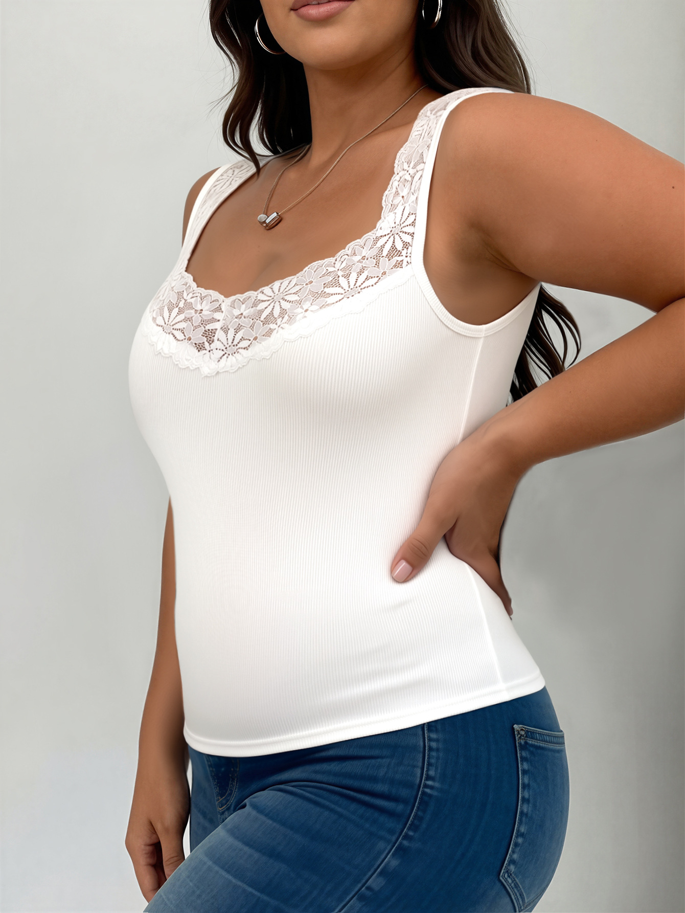 Débardeur à col en V pour femm - Tank Top Ribbed avis et prix